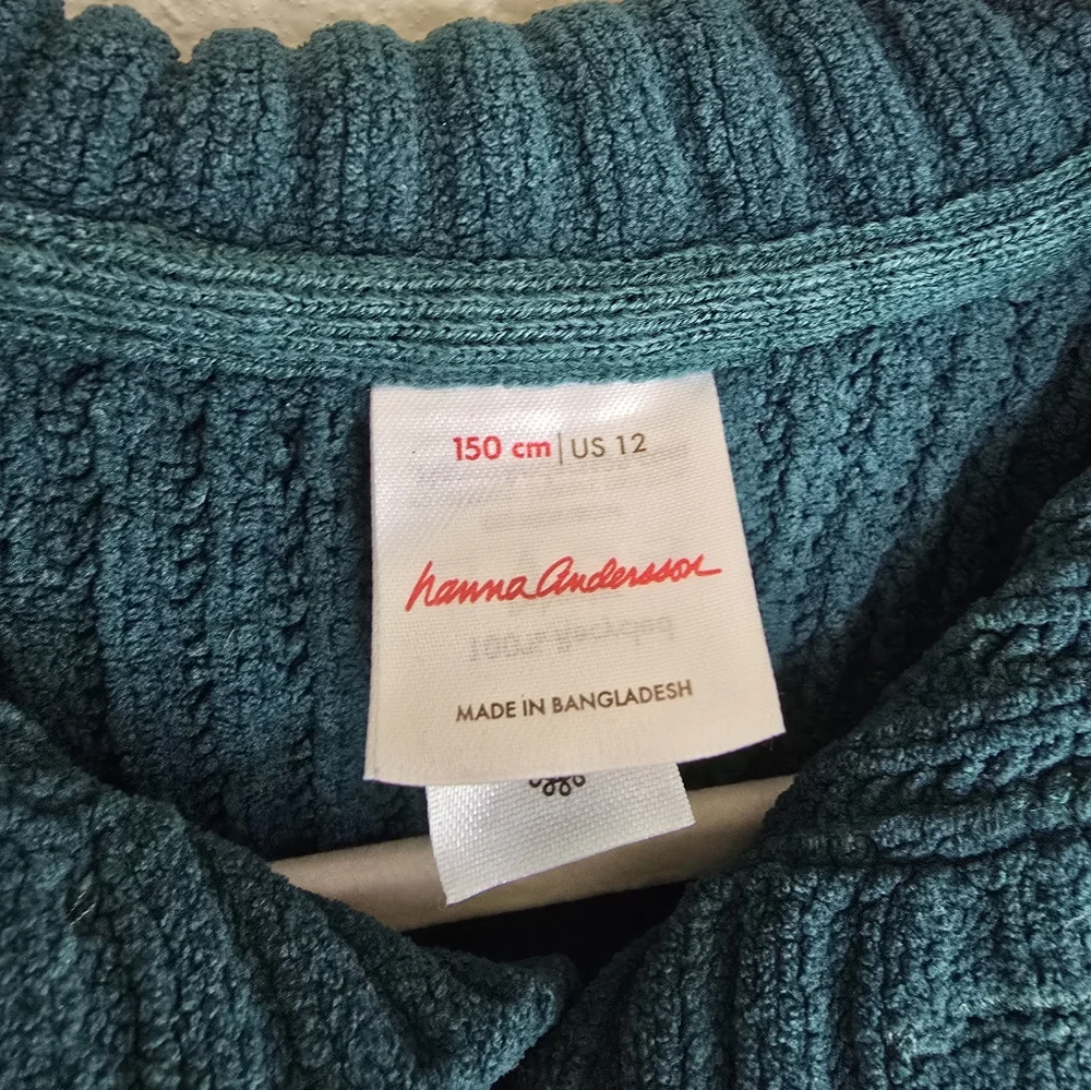 Hanna Andersson Children's Green Rugby Stripe Chenille Pullover Sweater Size 12